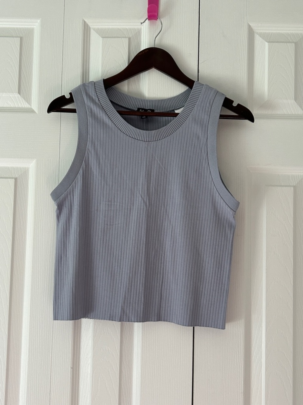 Splendid Ribbed Tank Top, Light Blue Gray